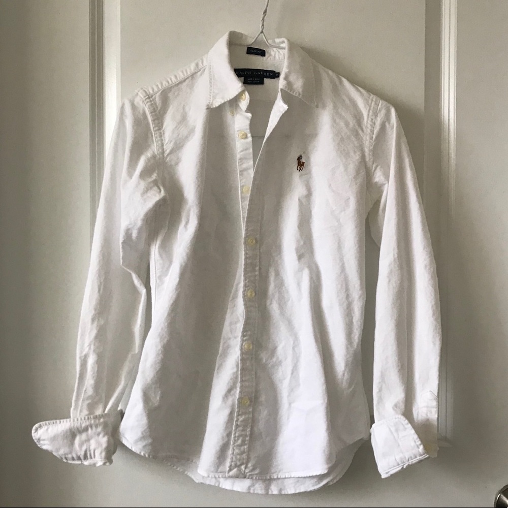 Ralph Lauren Classic White Cotton Shirt- Slim Fit